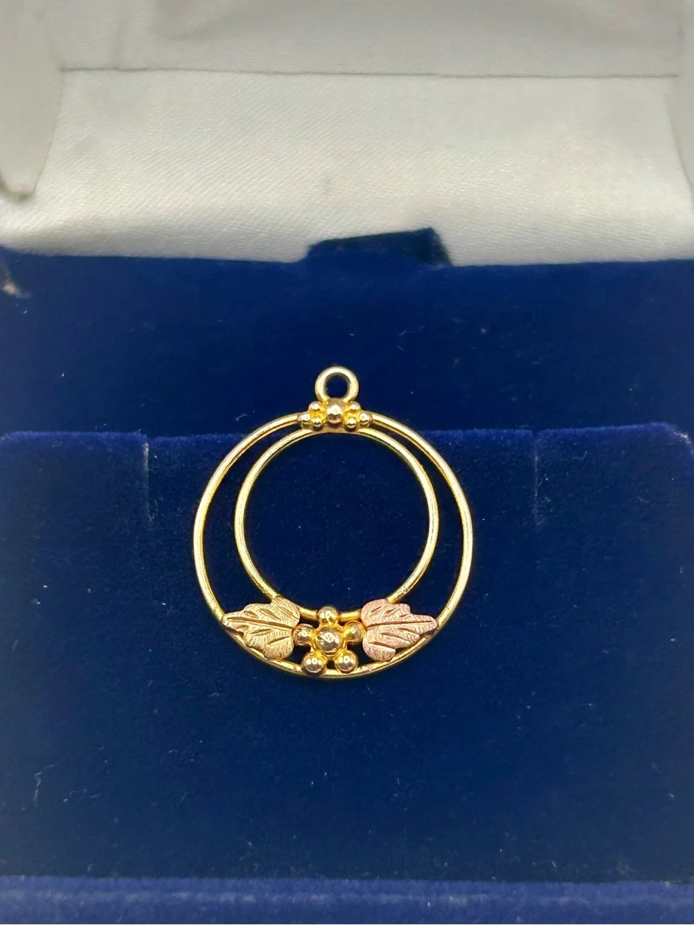 Vintage 12k Black Hills Gold Double Circle Pendant